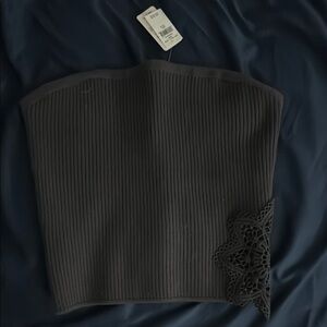 American Eagle Outfitters Black Ribbed Crop Top